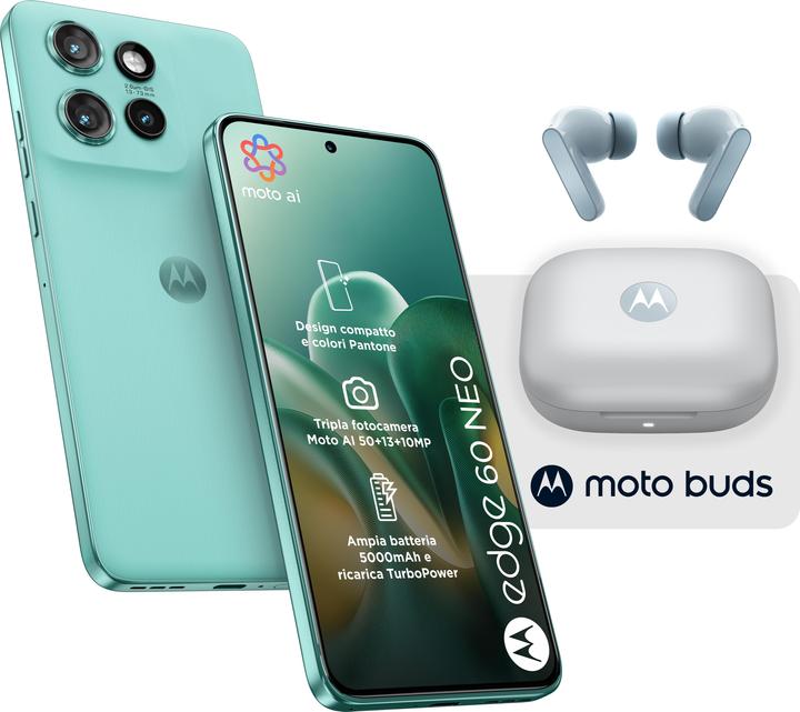 Motorola Edge 60 Neo 8+256GB 6.36" 5G Pant. Frostbite + Buds DS ITA